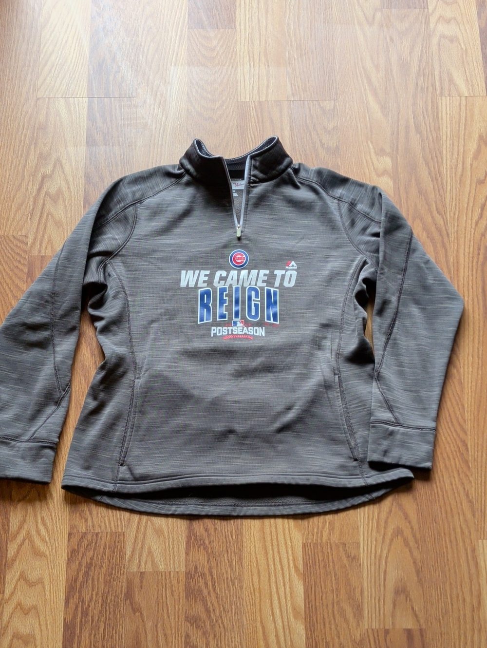 Cubs Majestic 2016 Post Season Gray Quarter Zip Pullover